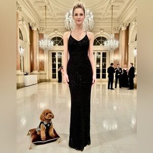Elegant‎ hand, beaded Black Evening Gown